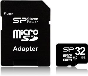 picture Silicon Power 32GB MicroSDHC Class 10 Memory Card with SD Adapter (SP032GBSTH010V10-SP)