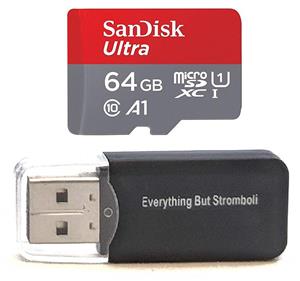 picture SanDisk 64GB Ultra Micro SDXC Memory Card Bundle Works with Samsung Galaxy J7 Duo, J7 Refine, J7 Star Cell Phone UHS-I Class 10 (SDSQUAR-064G-GN6MN) Plus Everything But Stromboli (TM) Card Reader