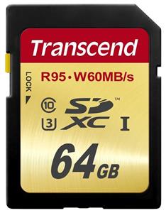 picture Transcend 64 GB High Speed 10 UHS-3 Flash Memory Card 95/60 MB/s (TS64GSDU3)