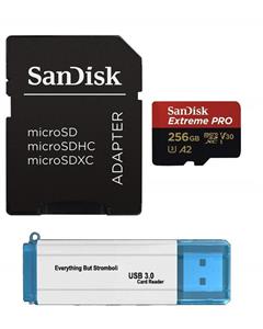 picture SanDisk 256GB Micro SDXC Extreme Pro Memory Card Bundle Works with Samsung Galaxy S9, S9+, S8, S8 Plus, S7, S7 Edge UHS-1 U3 A2 Plus (1) Everything But Stromboli (TM) 3.0 Micro/SD Card Reader