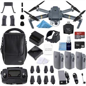 picture DJI Mavic Pro Fly More Combo Collapsible Quadcopter 3 Batteries, 64gb, Charging Hub + flymore Starter Bundle