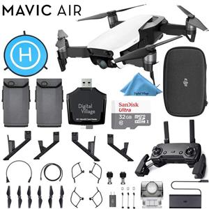 picture DJI Mavic Air Quadcopter Arctic White Bundle with 2 Batteries, Sandisk Ultra 32GB Card, Foldable Landing Pad, Height Extender + More!