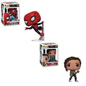 picture Funko POP! Spider-Man Far from Home: Spider-Man in Upgraded Suit and MJ Bobble-Head Toy Action Figure - 2 POP Bundle