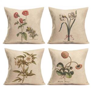 picture Asminifor Pillow Covers Retro Floral Flowers Amazing Rustic Effect Cotton Linen Farmhouse Decor Throw Pillow Case Cushion Cover for Home Sofa Couch 18