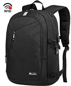 picture Raydem Travel Laptop Backpack 15.6 Inch, Anti-Theft College School Backpack with USB Charging Port/Combination Lock, Water Resistant Business Backpack for Women & Men Fits 15.6 Inch Laptop Black