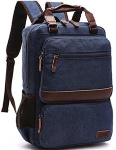 picture Travel Backpack, Aidonger Vintage Canvas Hiking Daypack Shoulder Bag 15'' Laptop Backpack（Dark Blue-50)