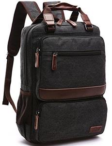 picture Travel Backpack, Aidonger Vintage Canvas Hiking Daypack Shoulder Bag 15'' Laptop Backpack（Black-50)