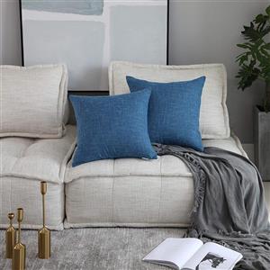 picture Kevin Textile Decorative Square Throw Pillow Covers Set Cushion Case for Sofa/Bedroom/Car, Set of 2, 20x20 inch, Navy Blue