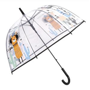 picture HAOCOO Alpaca Clear Umbrella, Bubble Transparent Fashion Dome Auto Open Umbrella Windproof for Outdoor Weddings (Black)