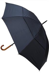 picture COLLAR AND CUFFS LONDON - Windproof EXTRA STRONG - StormDefender City Umbrella - Vented Canopy - HIGHLY ENGINEERED TO COMBAT INVERSION DAMAGE - Auto Open - Solid Wood Hook Handle - Black