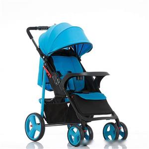 picture BLWX - Baby Stroller Ultra Light Portable Can Sit Reclining Folding High Landscape Stroller Push Umbrella Baby cart (Color : Blue)