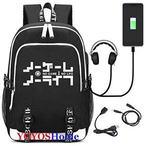 picture YOYOSHome Luminous Japanese Anime Cosplay Daypack Bookbag Laptop Bag Backpack School Bag with USB Charging Port (No Game No Life)