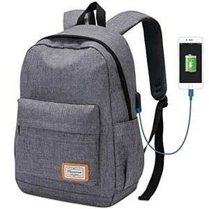 picture Modoker Travel Laptop Backpack School Bag with USB Charging Port, Slim Travel Bookbag for Women Men College School Backpack Student Daypack Fits 14 inch Laptop, Grey