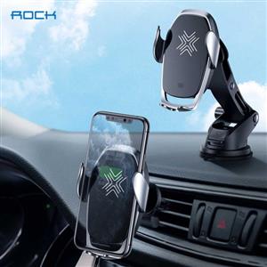 picture هولدر و شارژر بی سیم rock w29 wireless charging car mount with infrared sensor