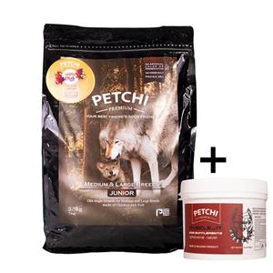 picture غذای خشک پرمیوم سگ پتچی مدل Junior Medium & Large وزن 3.7 کیلوگرم + هدیه