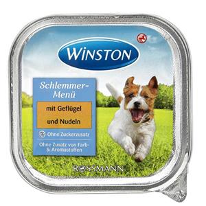 picture خوراک کاسه ای مناسب سگ بالغ با طعم مرغ و ماکارونی برند وینستون 150 گرم