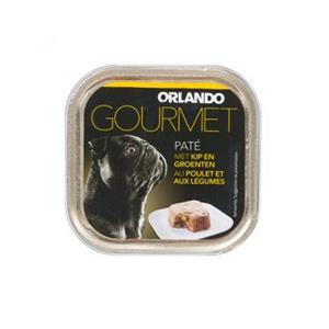 picture خوراک کاسه ای مناسب سگ بالغ با طعم مرغ و هویج برند اورلاندو 150 گرم
