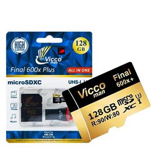 picture کارت حافظه + رم ریدر Vicco Man All in One 128GB U3 90MB/s