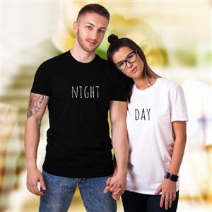 picture تی شرت دو نفره مردانه و زنانه Night-Day(سیاه و سفید)