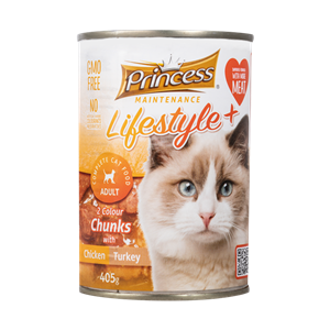 picture کنسرو غذای گربه پرینسس مدل LifeStyle+ Chicken & Turkey وزن ۴۰۵ گرم