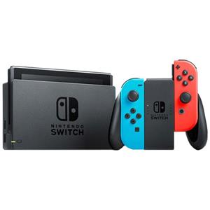 picture Nintendo Switch With Neon Blue and Neon Red Joy Con Station Gaming Consoles