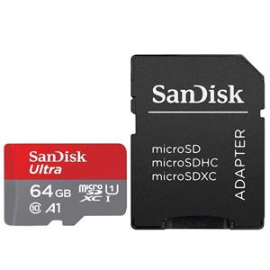 picture کارت حافظه microSDXC سن دیسک مدل Ultra  کلاس10 و A1 استاندارد UHS-I U1 سرعت 100MBps 667X همراه با آداپتور SD ظرفیت 64 گیگابایت