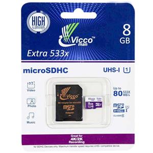 picture کارت حافظه microSDHC ویکو من مدل Extre 533X کلاس 10 استاندارد UHS-I U1 سرعت 80MBps ظرفیت 8 گیگابایت همراه با آداپتور SD