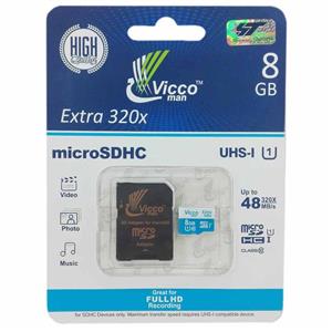 picture کارت حافظه microSDHC ویکو من مدل Extre 320X کلاس 10 استاندارد UHS-I U1 سرعت 48MBps ظرفیت 8 گیگابایت همراه با آداپتور SD