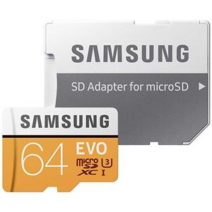 picture Samsung Evo UHS-I U3 Class 10 100MBps microSDXC With Adapter - 64GB