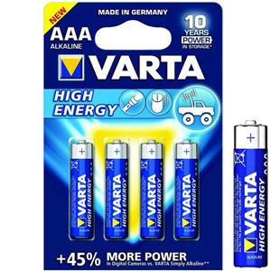 picture Varta High Energy Alkaline LR03AAA Battery - Pack of 4+1
