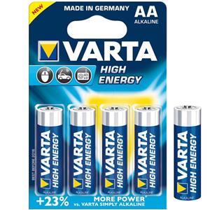 picture Varta High Energy Alkaline LR6AA Battery - Pack of 4+1