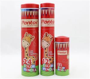 picture Panter RCP 102-12 Color Pencil مداد رنگی استوانه فلزی 12 رنگ کوتاه پنتر
