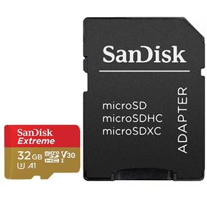picture کارت حافظه microSDHC سن دیسک مدل Extreme V30 کلاس A1 استاندارد UHS-I U3 سرعت 100MBps 667X همراه با آداپتور SD ظرفیت 32 گیگابایت