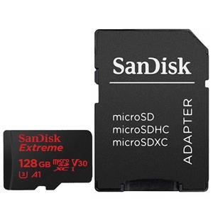picture کارت حافظه microSDXC سن دیسک مدل Extreme V30 کلاس A1 استاندارد UHS-I U3 سرعت 100MBps 667X همراه با آداپتور SD ظرفیت 128 گیگابایت