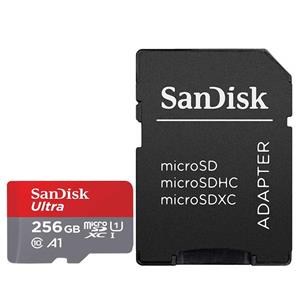 picture کارت حافظه microSDXC سن دیسک مدل Ultra کلاس10 و A1 استاندارد UHS-I U1 سرعت 100MBps 667X همراه با آداپتور SD ظرفیت 256 گیگابایت