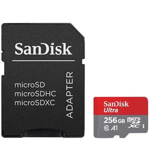 picture کارت حافظه microSDXC سن دیسک مدل Ultra کلاس10 و A1 استاندارد UHS-I U1 سرعت 95MBps 633X همراه با آداپتور SD ظرفیت 256 گیگابایت