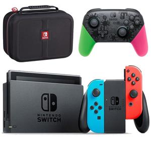 picture Nintendo Switch Blue and Neon Red Joy-Con  Bundle Game Console
