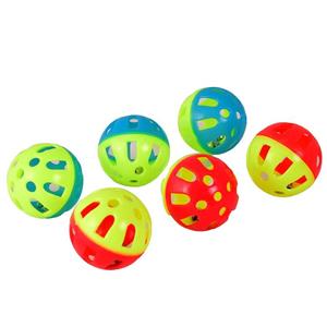 picture اسباب بازی گربه و سگ توپ زنگوله دار مدل Plastic Bell Balls بسته 6 عددی