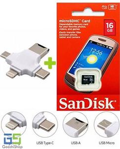 picture Earldom MicroSD and TF 3 Port All in 1 Adapter Bundle with SanDisk microSDHC 16GB HC-I Class 4