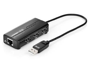 picture هاب اترنت و یو اس بی یوگرین Ugreen USB 2.0 Ethernet + 3 Ports USB 2.0 Hub