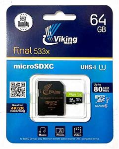 picture  Memory Card MicroSDXC 64 GB Class10 U1 80MB/s 533x Viking man
