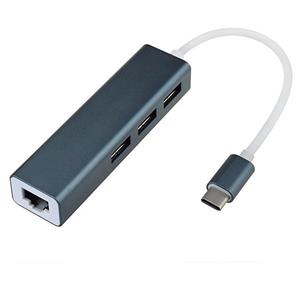 picture METAL-AL USB-C to USB 3.0/RJ45 3PORT HUB Adapter
